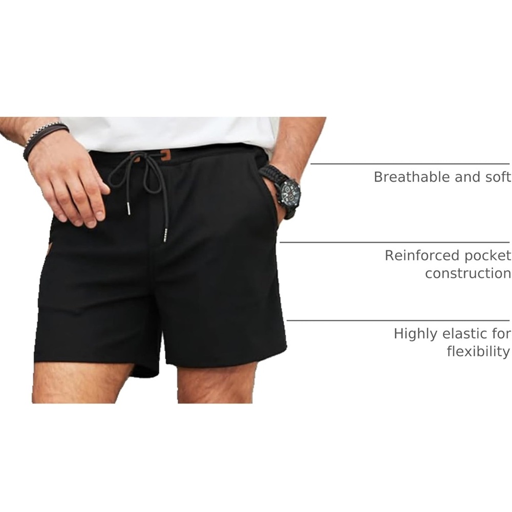 New w/out Tags JMIERR Men's Casual 7" Shorts Waffle Elastic Waist